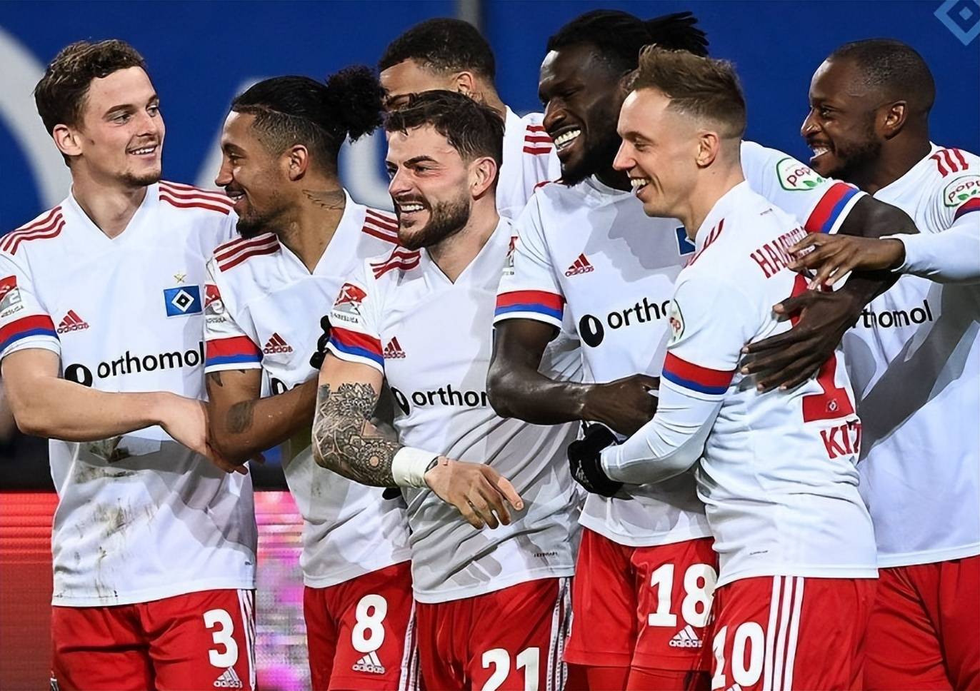 威廉希尔官网-汉堡球员赛后庆祝,团结一心壮大队伍士气